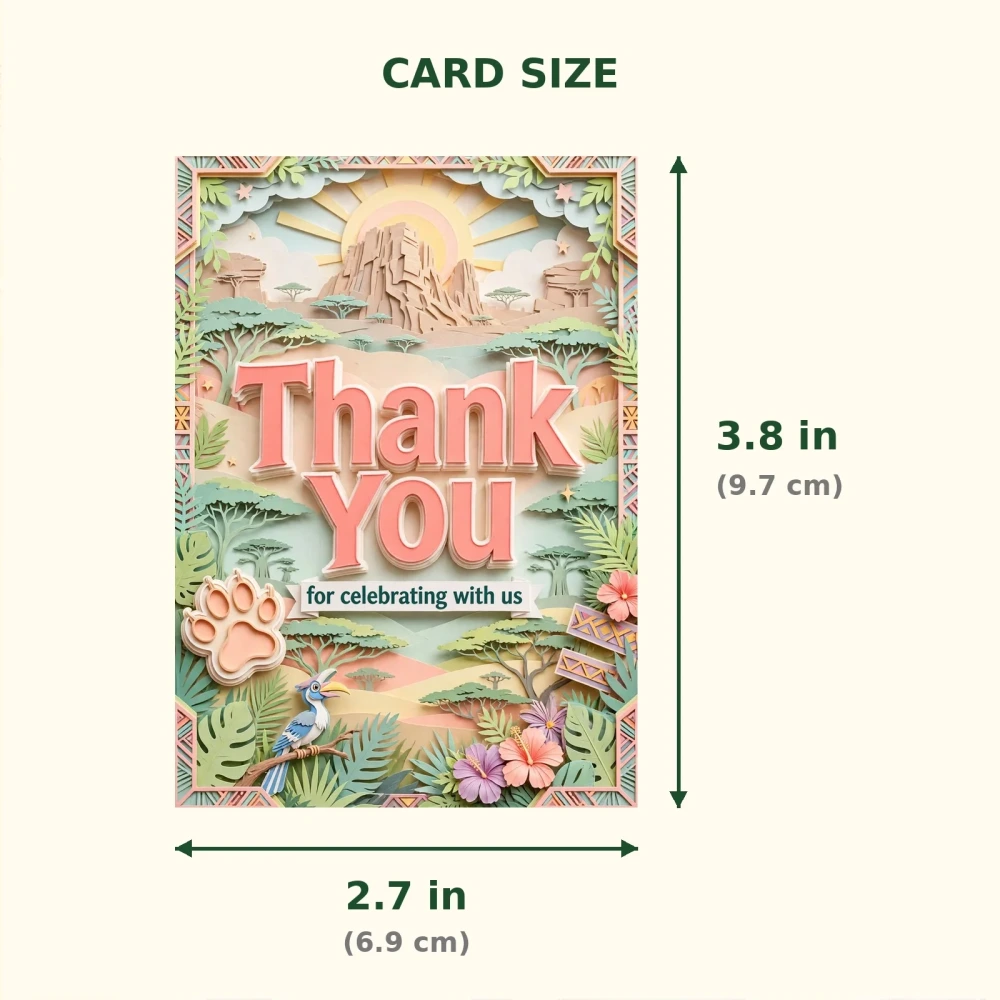 Lion King Theme Thank You Cards Birthday Party Supplies (PACK OF 30) - 300 GSM Matte Fine Art Cardstock (2.5 x 3.5 Inch) - Premium Party Decor Supply by Party Decor Mall - View 2