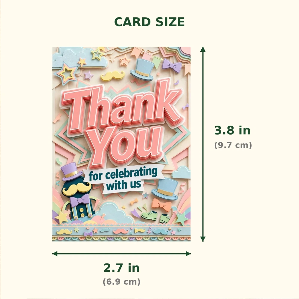 Baby Boy Theme Thank You Cards Birthday Party Supplies (PACK OF 30) - 300 GSM Matte Fine Art Cardstock (2.5 x 3.5 Inch) - Premium Party Decor Supply by Party Decor Mall - View 2
