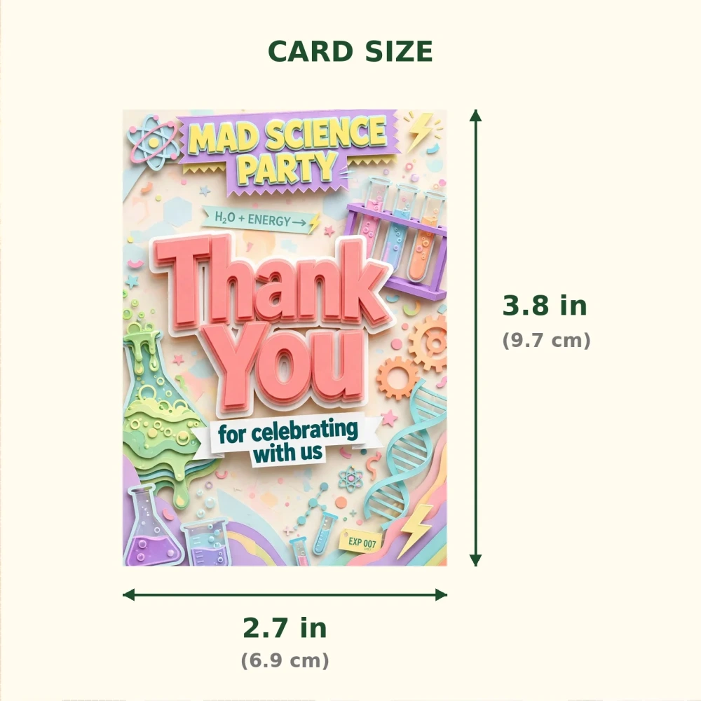 Science Theme Thank You Cards Birthday Party Supplies (PACK OF 30) - 300 GSM Matte Fine Art Cardstock (2.5 x 3.5 Inch) - Premium Party Decor Supply by Party Decor Mall - View 2