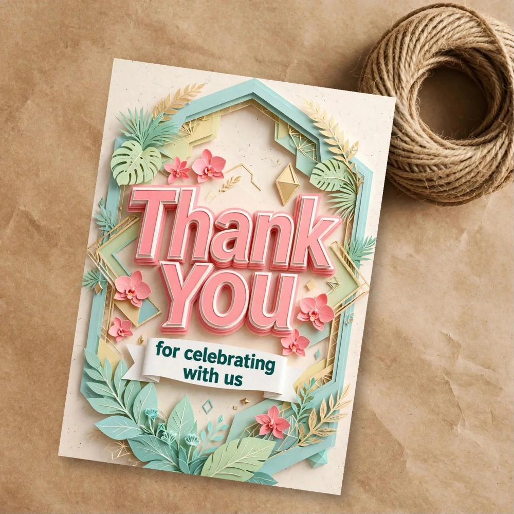 Minimal Luxe Theme Thank You Cards Birthday Party Supplies (PACK OF 30) - 300 GSM Matte Fine Art Cardstock (2.5 x 3.5 Inch) - Premium Party Decor Supply by Party Decor Mall - View 1
