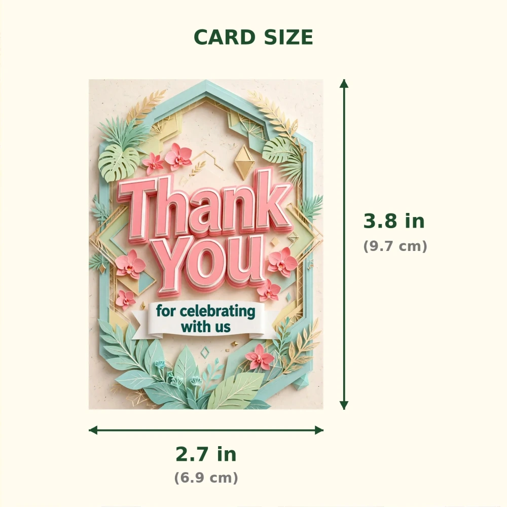 Minimal Luxe Theme Thank You Cards Birthday Party Supplies (PACK OF 30) - 300 GSM Matte Fine Art Cardstock (2.5 x 3.5 Inch) - Premium Party Decor Supply by Party Decor Mall - View 2