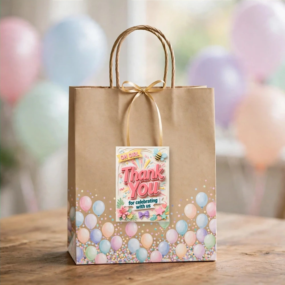 Baby Girl Theme Thank You Cards Birthday Party Supplies (PACK OF 30) - 300 GSM Matte Fine Art Cardstock (2.5 x 3.5 Inch) - Premium Party Decor Supply by Party Decor Mall - View 4