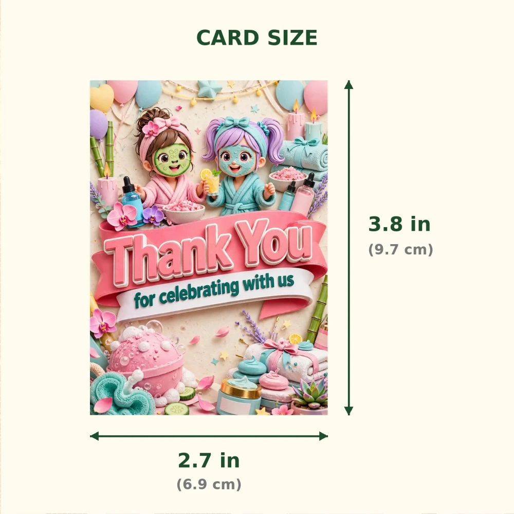 Spa Theme Thank You Cards Birthday Party Supplies (PACK OF 30) - 300 GSM Matte Fine Art Cardstock (2.5 x 3.5 Inch) - Premium Party Decor Supply by Party Decor Mall - View 2