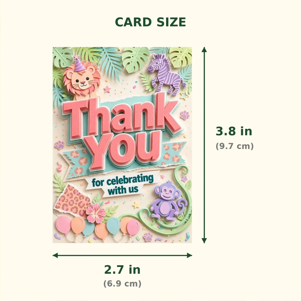 1st Birthday Theme Thank You Cards Birthday Party Supplies (PACK OF 30) - 300 GSM Matte Fine Art Cardstock (2.5 x 3.5 Inch) - Premium Party Decor Supply by Party Decor Mall - View 2