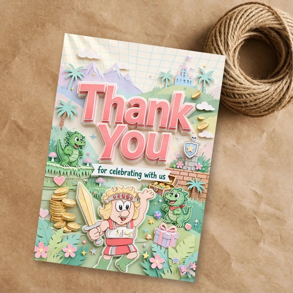 Wonder Boy Theme Thank You Cards Birthday Party Supplies (PACK OF 30) - 300 GSM Matte Fine Art Cardstock (2.5 x 3.5 Inch)
