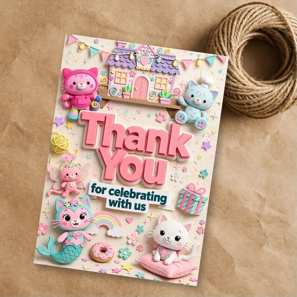 Doll Theme Thank You Cards Birthday Party Supplies (PACK OF 30) - 300 GSM Matte Fine Art Cardstock (2.5 x 3.5 Inch)