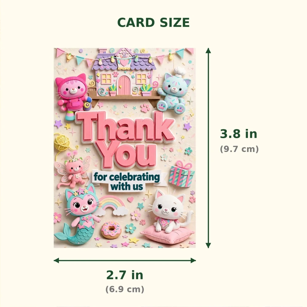 Doll Theme Thank You Cards Birthday Party Supplies (PACK OF 30) - 300 GSM Matte Fine Art Cardstock (2.5 x 3.5 Inch) - Premium Party Decor Supply by Party Decor Mall - View 2