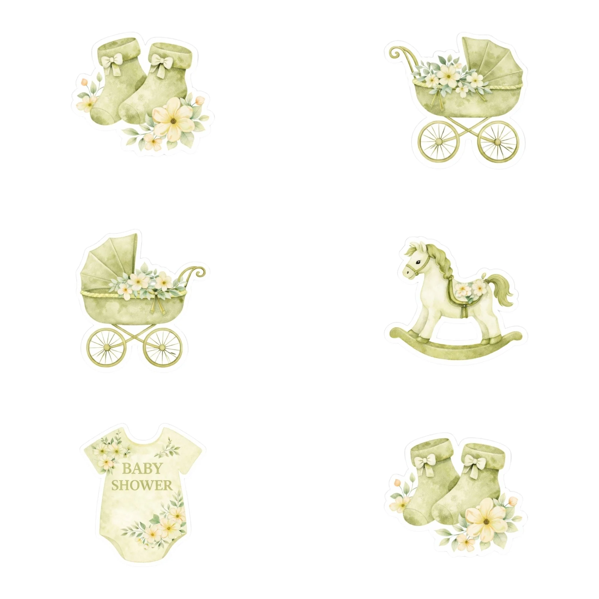 Baby Shower Theme Birthday Cutouts (6 inches/250 GSM Cardstock/Mixcolour/12Pcs) - Premium Handcrafted 300 GSM Paper Cutouts by Party Decor Mall India - View 1