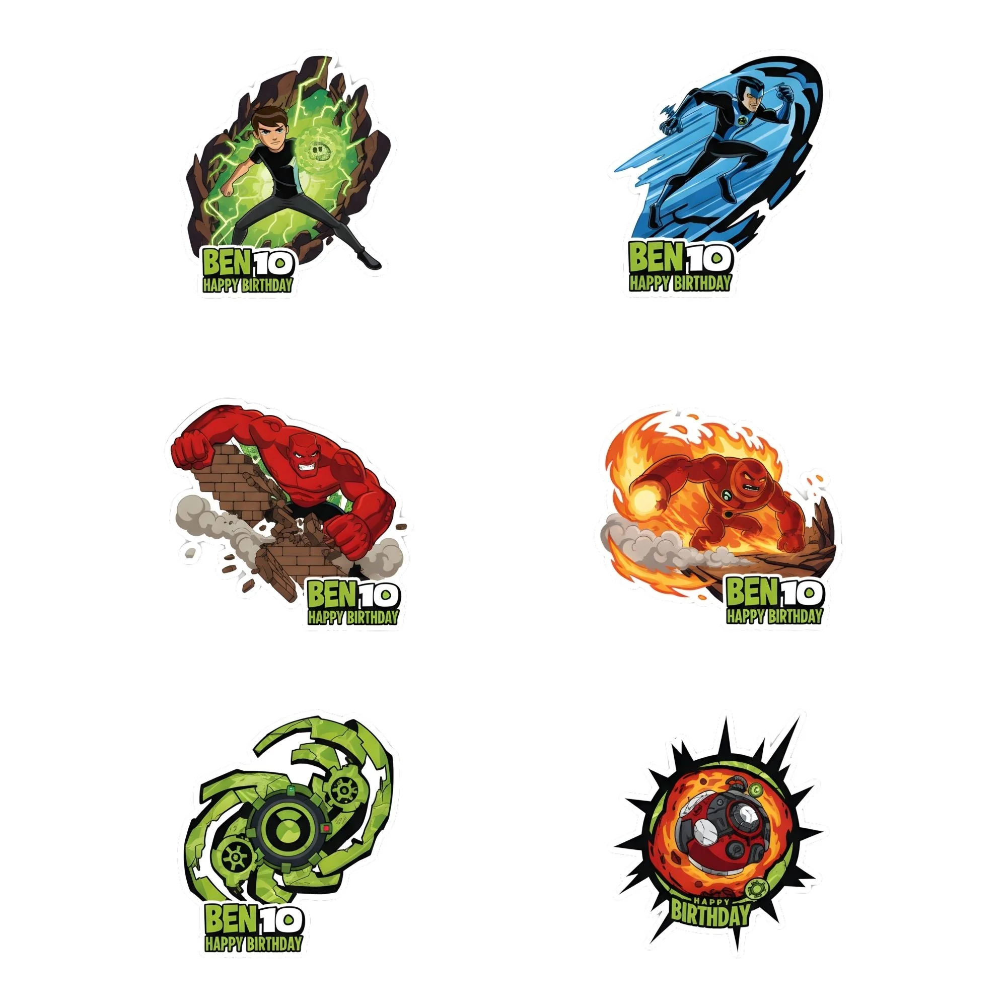 Ben10 Theme Birthday Cutouts (6 inches/250 GSM Cardstock/Mixcolour/12Pcs) - Premium Handcrafted 300 GSM Paper Cutouts by Party Decor Mall India - View 1