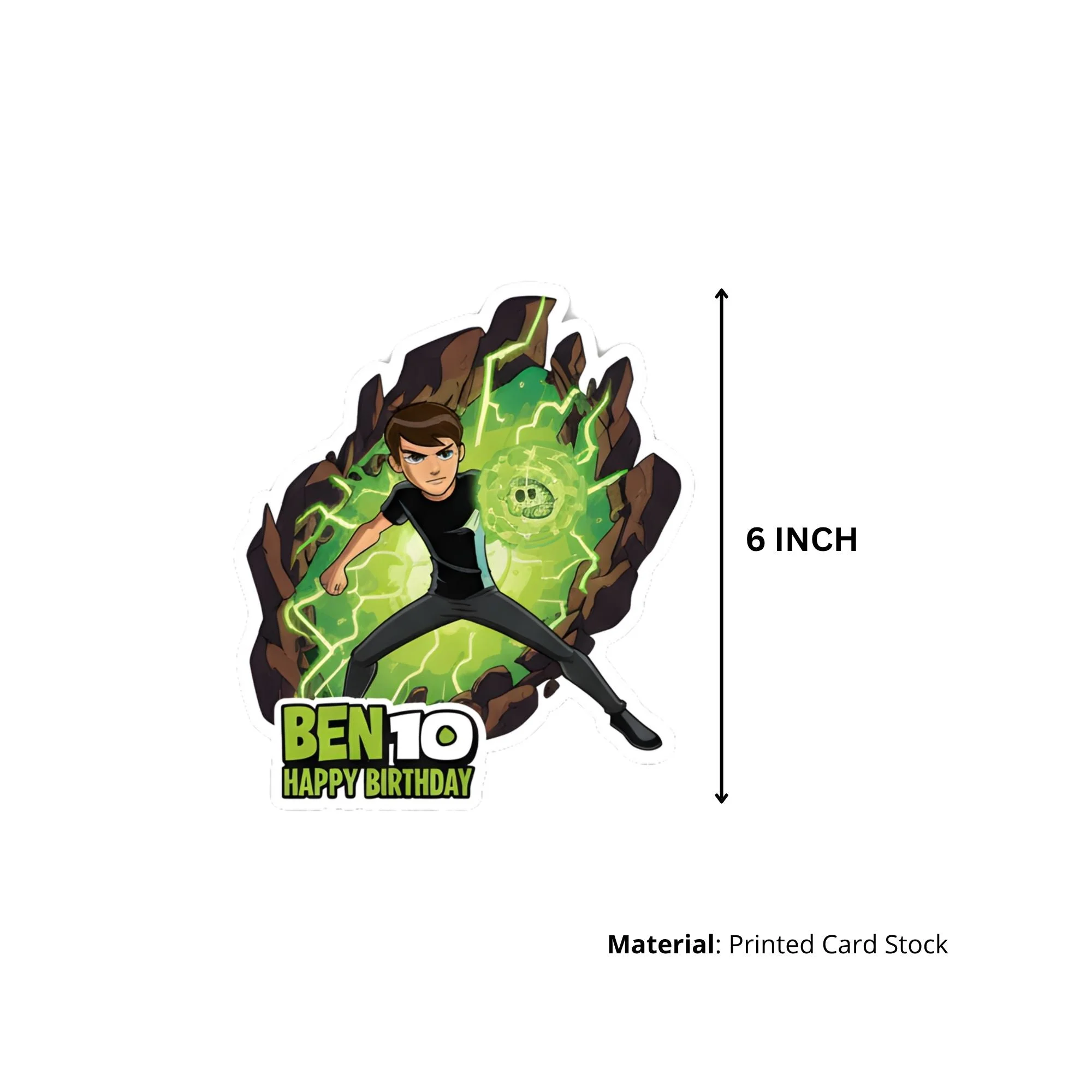Ben10 Theme Birthday Cutouts (6 inches/250 GSM Cardstock/Mixcolour/12Pcs) - Premium Handcrafted 300 GSM Paper Cutouts by Party Decor Mall India - View 3