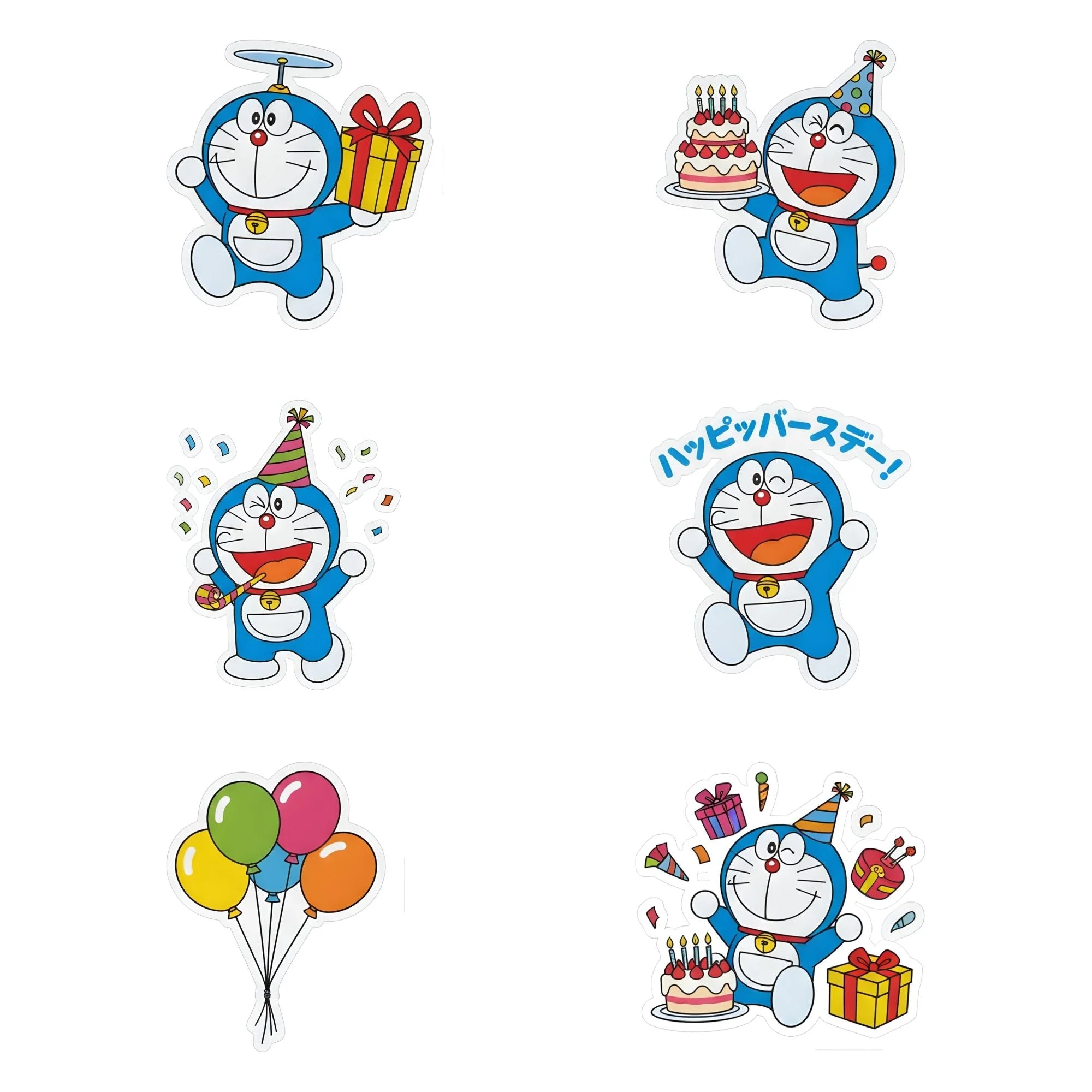 Doraemon Theme Birthday Cutouts (6 inches/250 GSM Cardstock/Mixcolour/12Pcs)