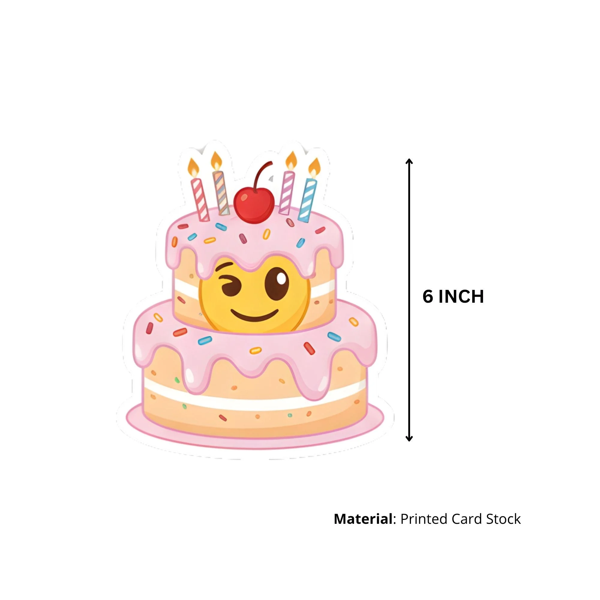 Emoji Theme Birthday Cutouts (6 inches/250 GSM Cardstock/Mixcolour/12Pcs) - Premium Handcrafted 300 GSM Paper Cutouts by Party Decor Mall India - View 3