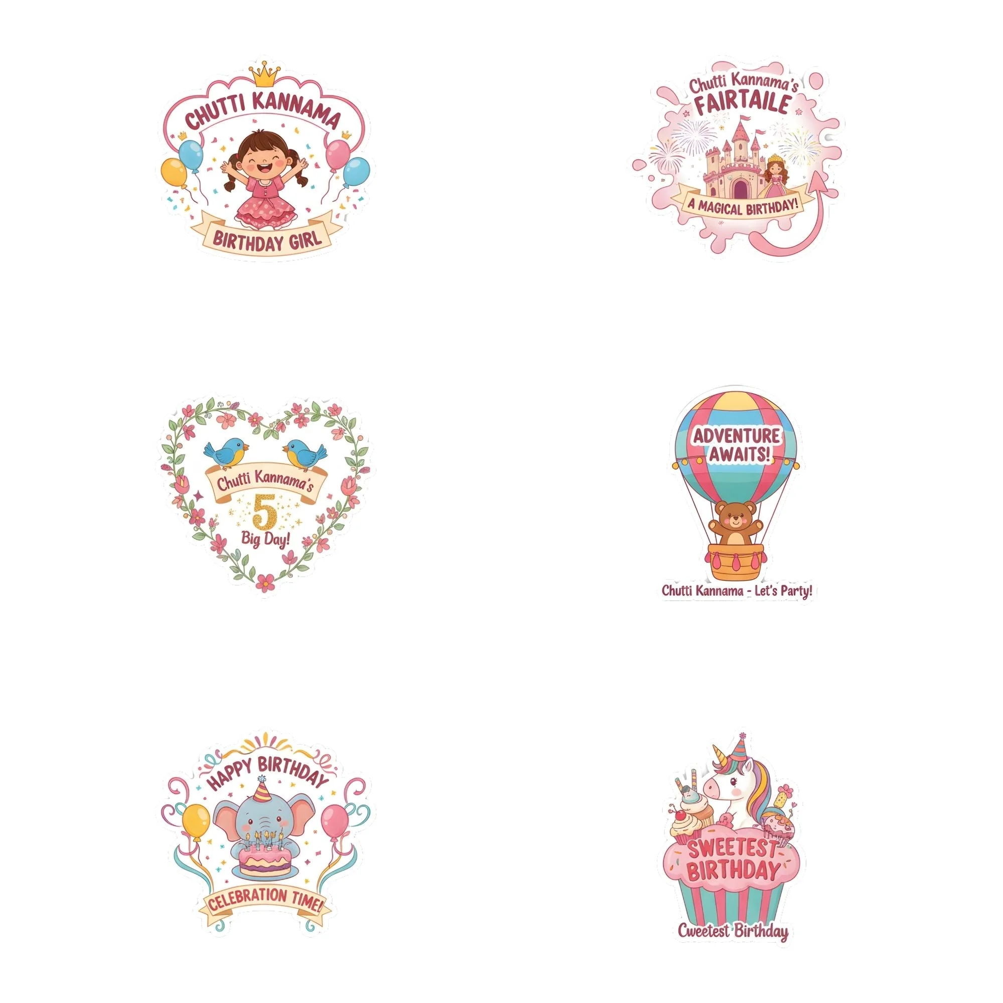 Fairy Taile Theme Birthday Cutouts (6 inches/250 GSM Cardstock/Mixcolour/12Pcs) - Premium Handcrafted 300 GSM Paper Cutouts by Party Decor Mall India - View 1