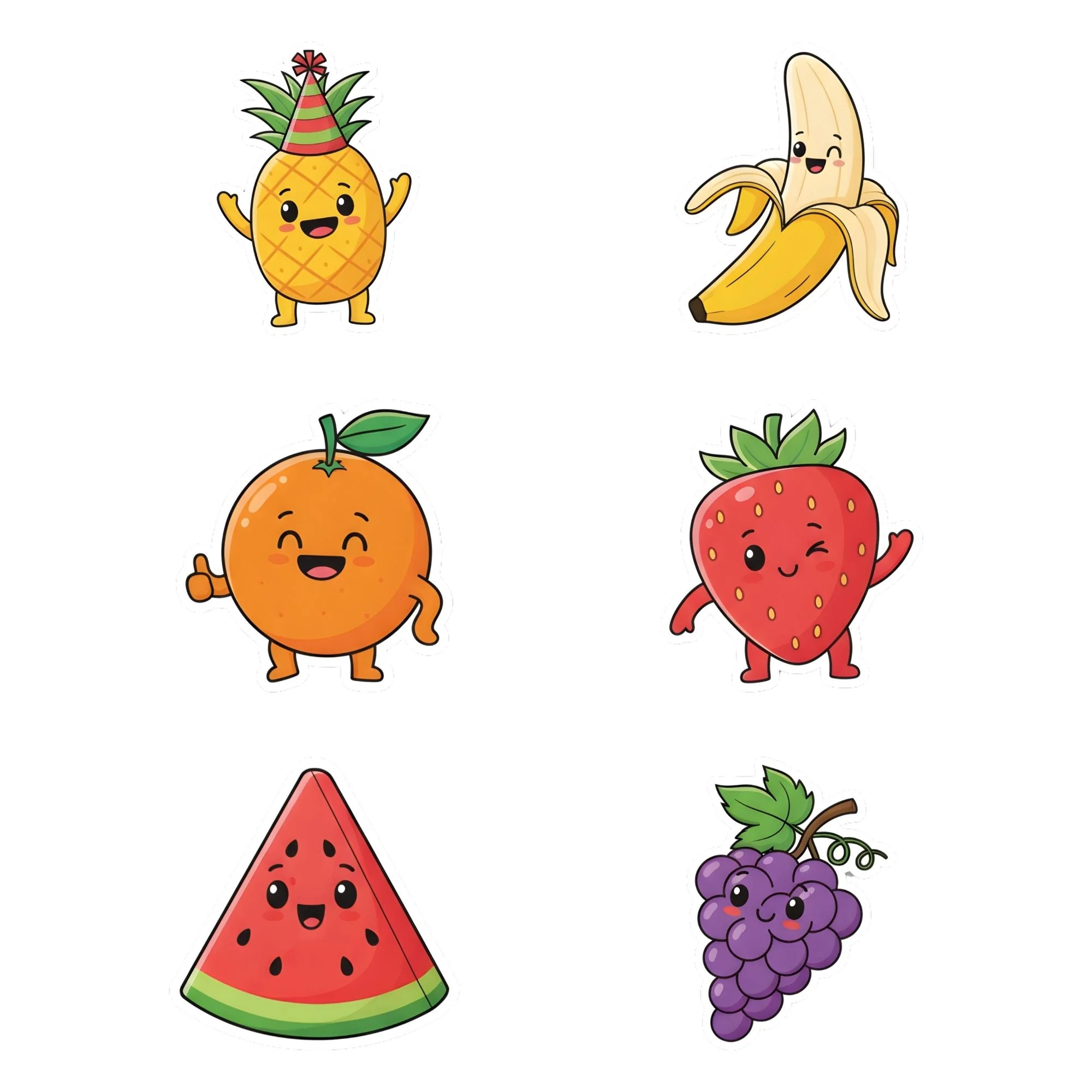 Fruits Theme Birthday Cutouts (6 inches/250 GSM Cardstock/Mixcolour/12Pcs) - Premium Handcrafted 300 GSM Paper Cutouts by Party Decor Mall India - View 1