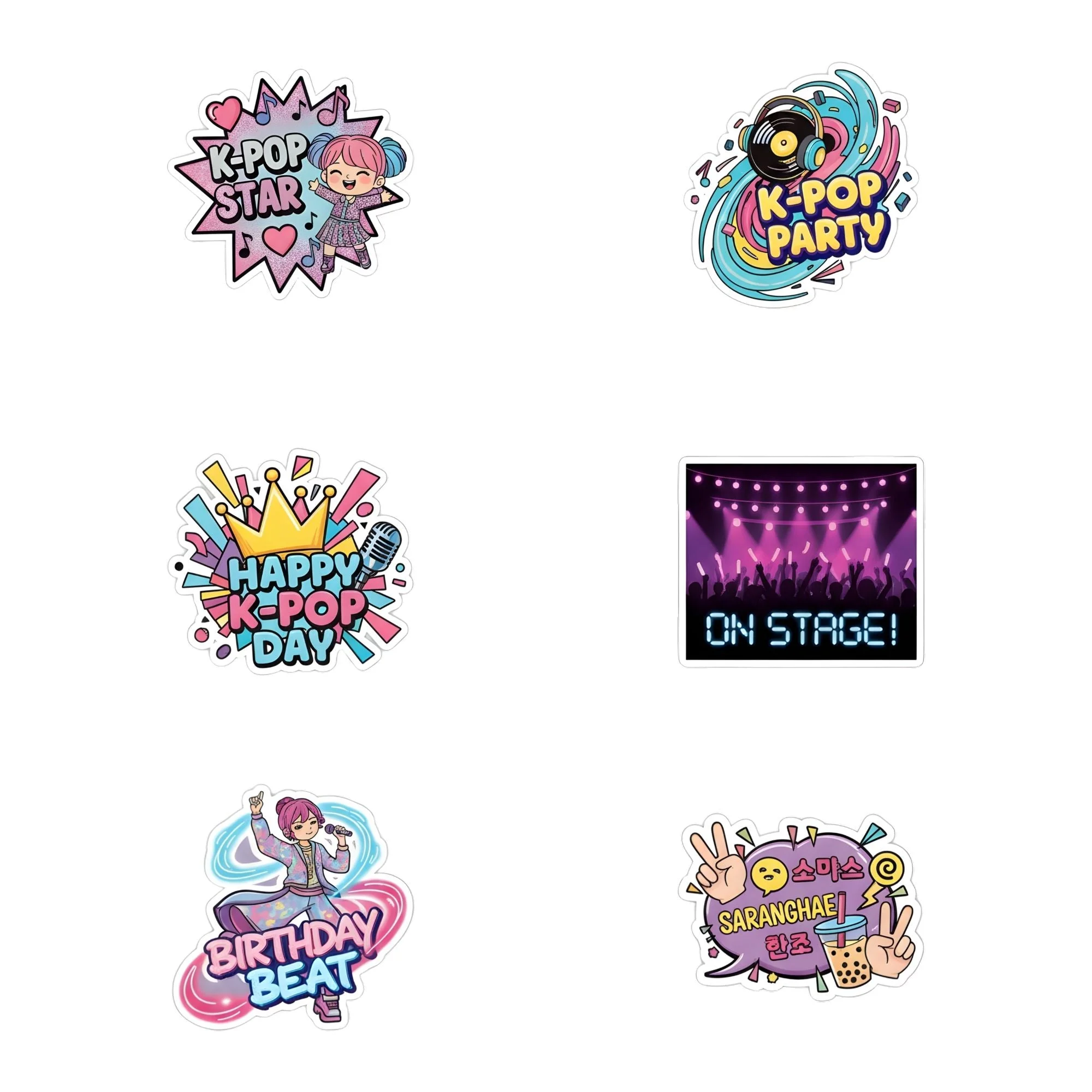 K-Pop Star Theme Birthday Cutouts (6 inches/250 GSM Cardstock/Mixcolour/12Pcs) - Premium Handcrafted 300 GSM Paper Cutouts by Party Decor Mall India - View 1