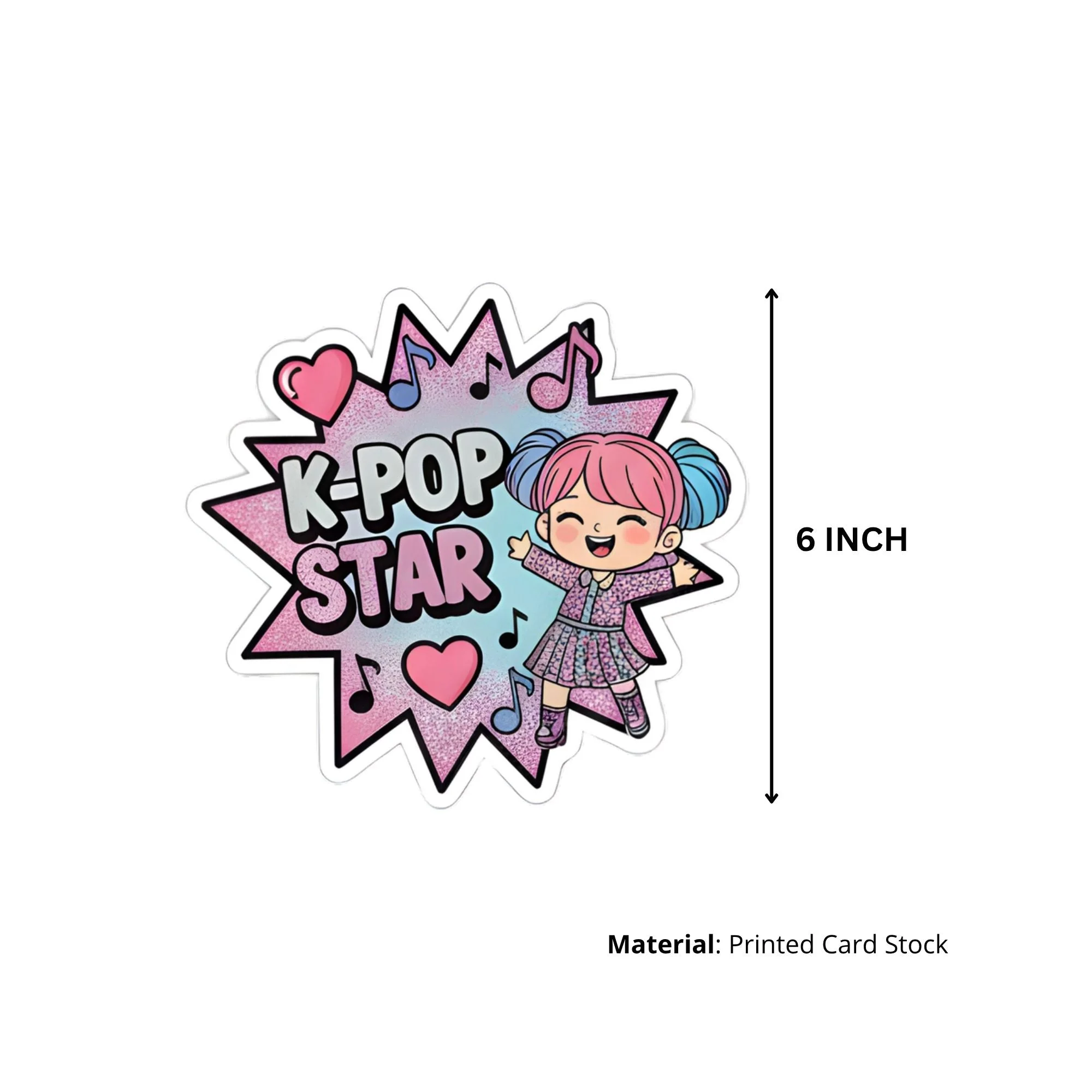 K-Pop Star Theme Birthday Cutouts (6 inches/250 GSM Cardstock/Mixcolour/12Pcs) - Premium Handcrafted 300 GSM Paper Cutouts by Party Decor Mall India - View 3