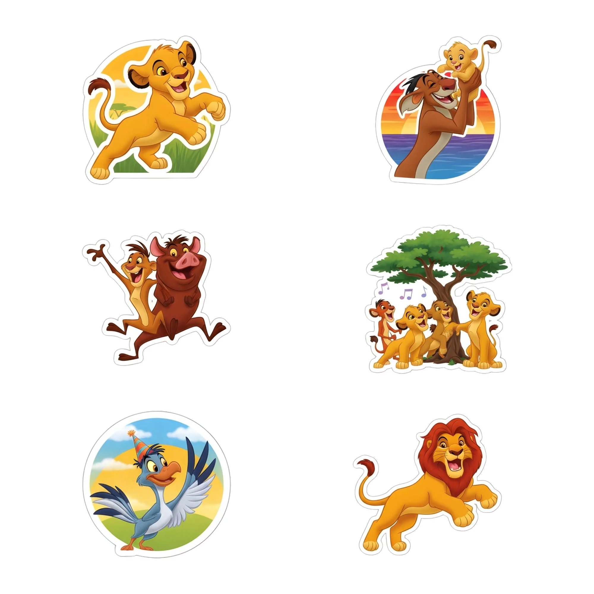 Lion King Theme Birthday Cutouts (6 inches/250 GSM Cardstock/Mixcolour/12Pcs) - Premium Handcrafted 300 GSM Paper Cutouts by Party Decor Mall India - View 1