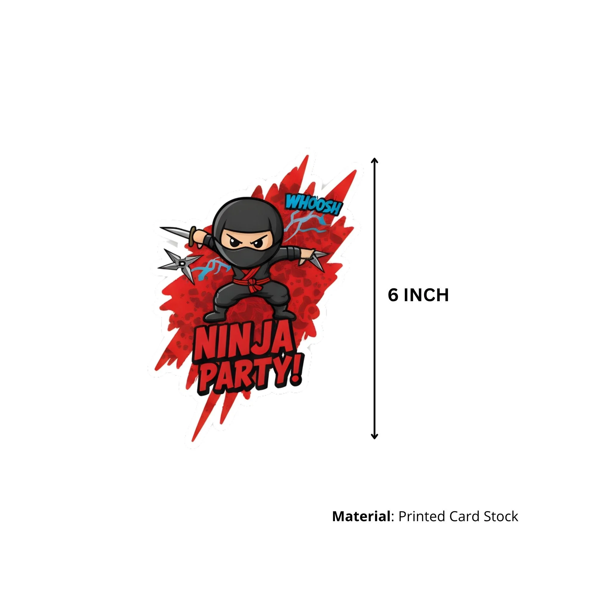 Ninja Theme Birthday Cutouts (6 inches/250 GSM Cardstock/Mixcolour/12Pcs) - Premium Handcrafted 300 GSM Paper Cutouts by Party Decor Mall India - View 3