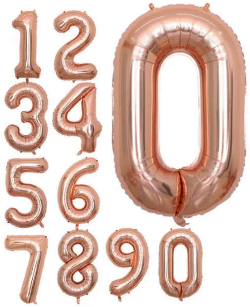 32 Inches Number Foil Balloon, Rose Gold Color, Number 4 - Premium Handcrafted 300 GSM Foil Balloon by Party Decor Mall India - View 2