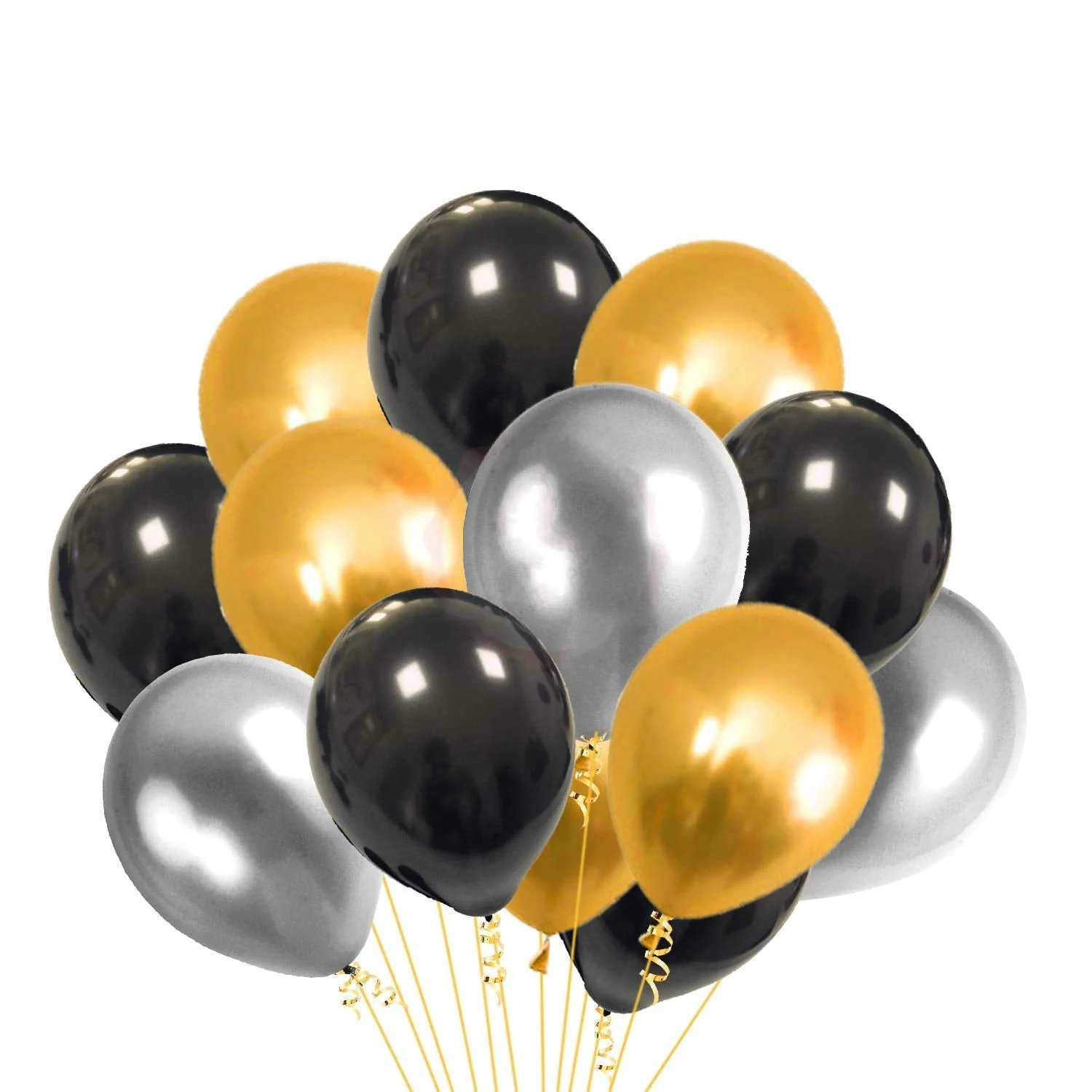 100Pcs Black, Golden and Silver Metallic Balloons For Ballons