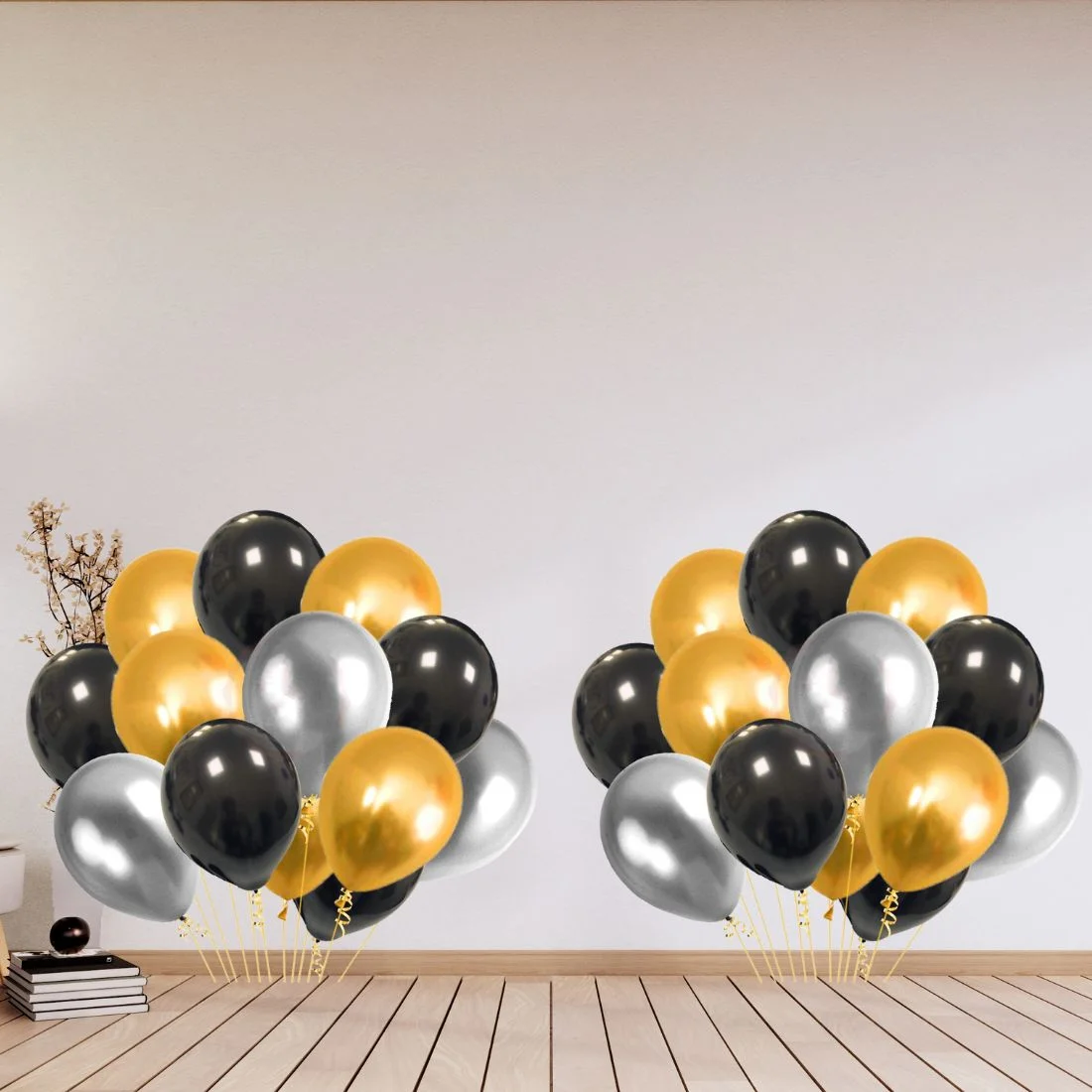 100Pcs Black, Golden and Silver Metallic Balloons For Ballons - Premium Handcrafted 300 GSM Balloons by Party Decor Mall India - View 5