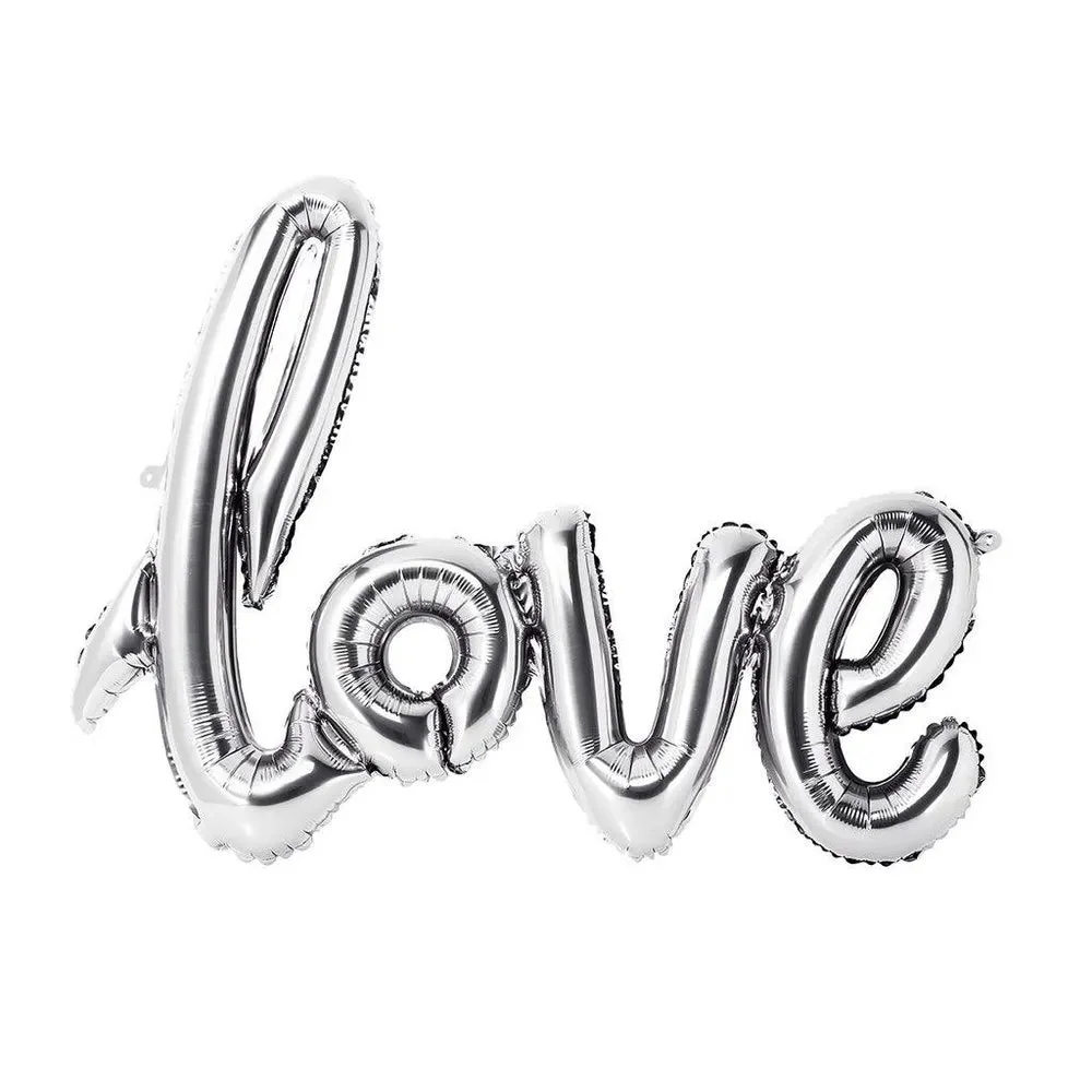 LOVE Foil Balloon(Silver) - Premium Handcrafted 300 GSM Foil Balloon by Party Decor Mall India - View 1