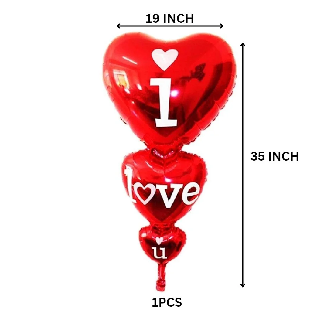 I Love You Heart Balloon - Premium Handcrafted 300 GSM Foil Balloon by Party Decor Mall India - View 2
