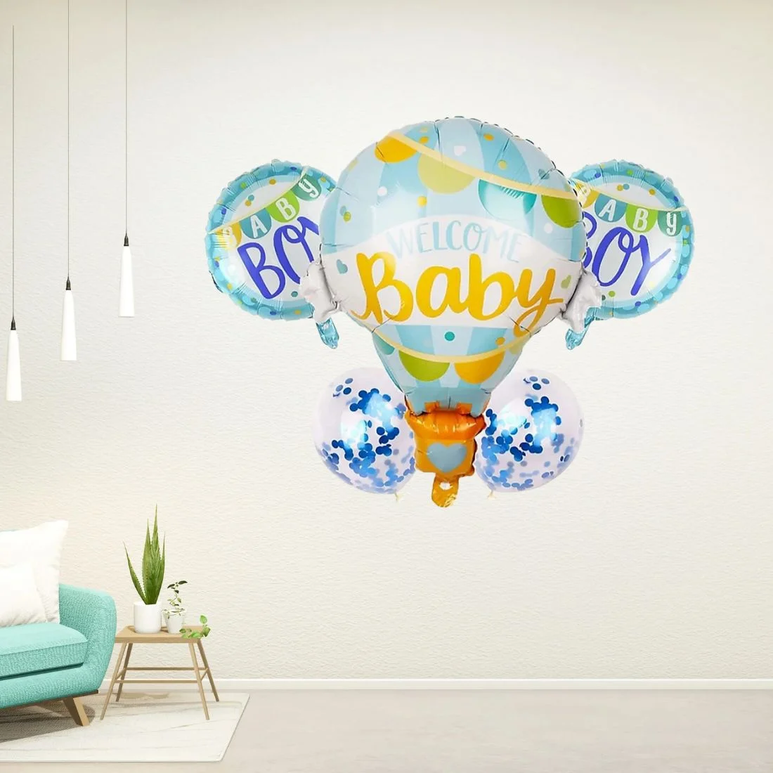 Welcome baby - 5 Balloon Bouquet - Premium Handcrafted 300 GSM Balloons & Decor by Party Decor Mall India - View 5