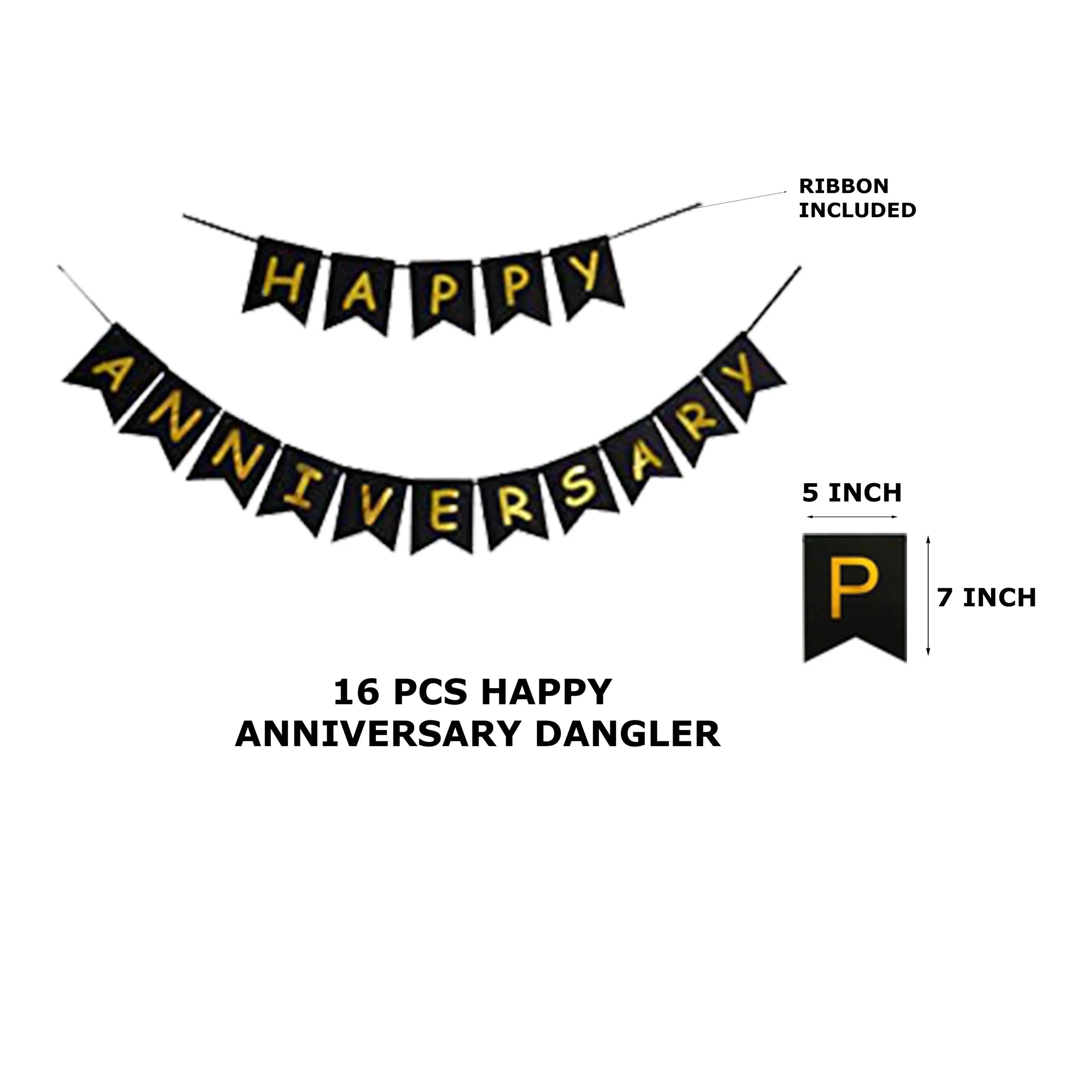 Happy Anniversary Banner - Premium Handcrafted 300 GSM Buntings by Party Decor Mall India - View 2