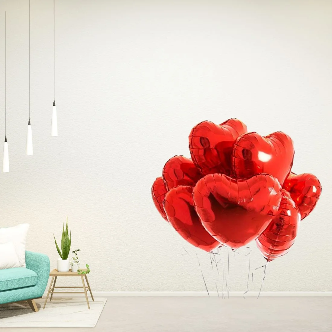 8 Pcs Golden Fringe - Red Love Foil Balloon & Heart Balloon Combo - Premium Handcrafted 300 GSM Balloon Kit by Party Decor Mall India - View 6