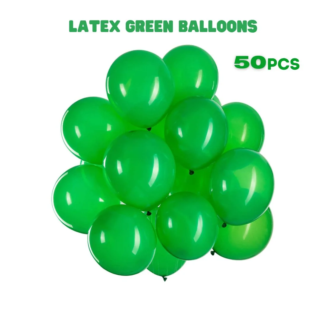 Latex Balloons(Green) 10" (Pack of 50) - Premium Handcrafted 300 GSM Latex Balloons, Balloons by Party Decor Mall India - View 3