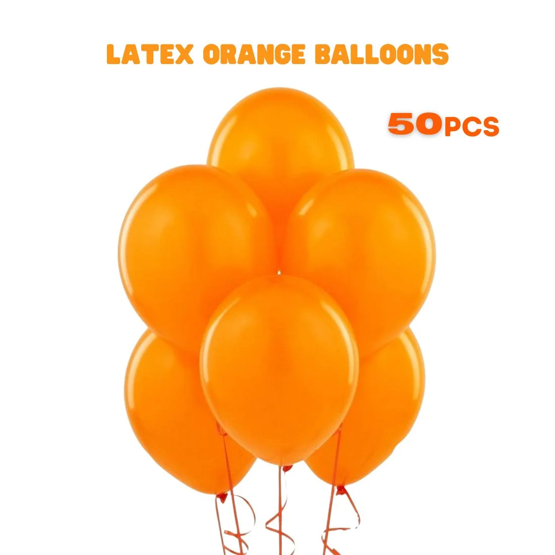 Latex Balloons(Orange) 10" (Pack of 50) - Premium Handcrafted 300 GSM Latex Balloons, Balloons by Party Decor Mall India - View 3