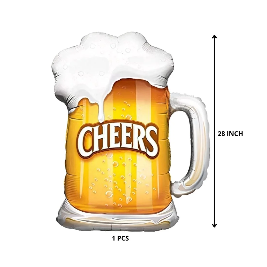 Beer Mug Cheers Foil Balloons for Bachelor’s, Birthdays & Anniversaries Decorations - Premium Handcrafted 300 GSM Party Supplies, Foil Balloons, Balloons by Party Decor Mall India - View 2