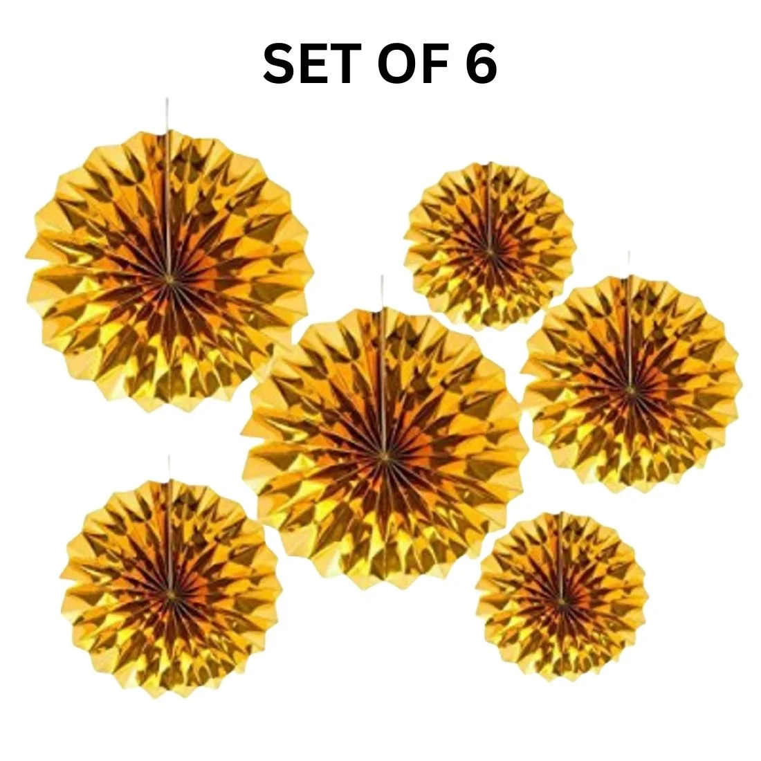 Golden Paper Fan Decoration for Birthday Decoration, Birthday Party, Wall Decoration, Hanging Decoration - Premium Handcrafted 300 GSM Birthday Decoration by Party Decor Mall India - View 5