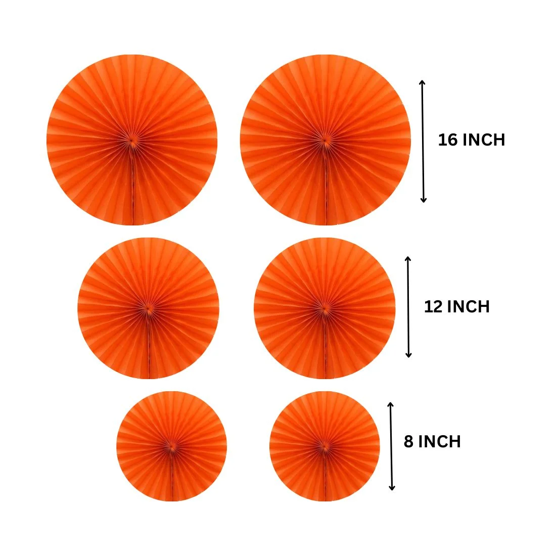 Orange Paper Fan Decoration for Birthday Decoration, Birthday Party, Wall Decoration, Hanging Decoration - Premium Handcrafted 300 GSM Birthday Decoration, Party Supplies by Party Decor Mall India - View 2