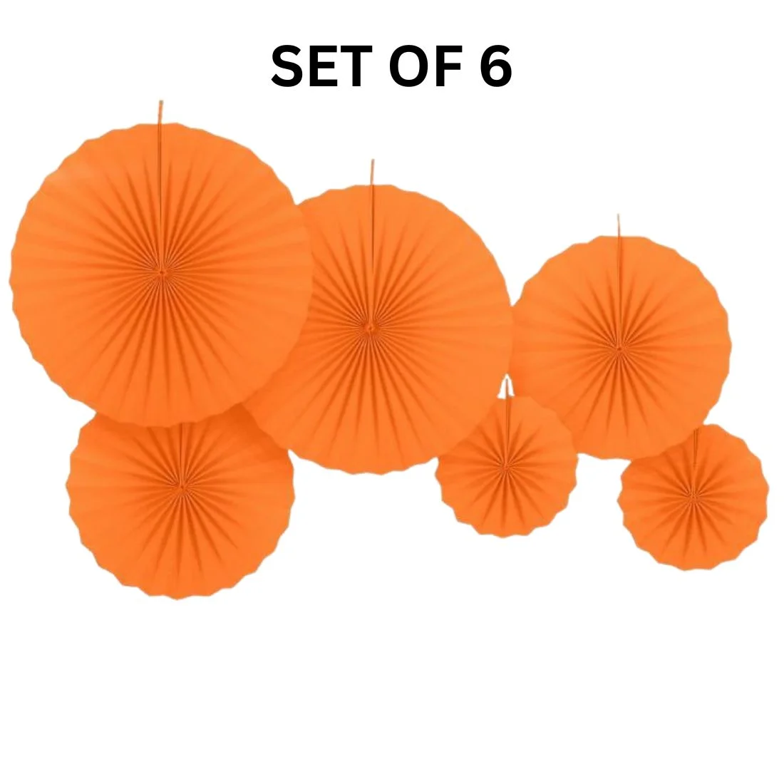 Orange Paper Fan Decoration for Birthday Decoration, Birthday Party, Wall Decoration, Hanging Decoration - Premium Handcrafted 300 GSM Birthday Decoration, Party Supplies by Party Decor Mall India - View 3