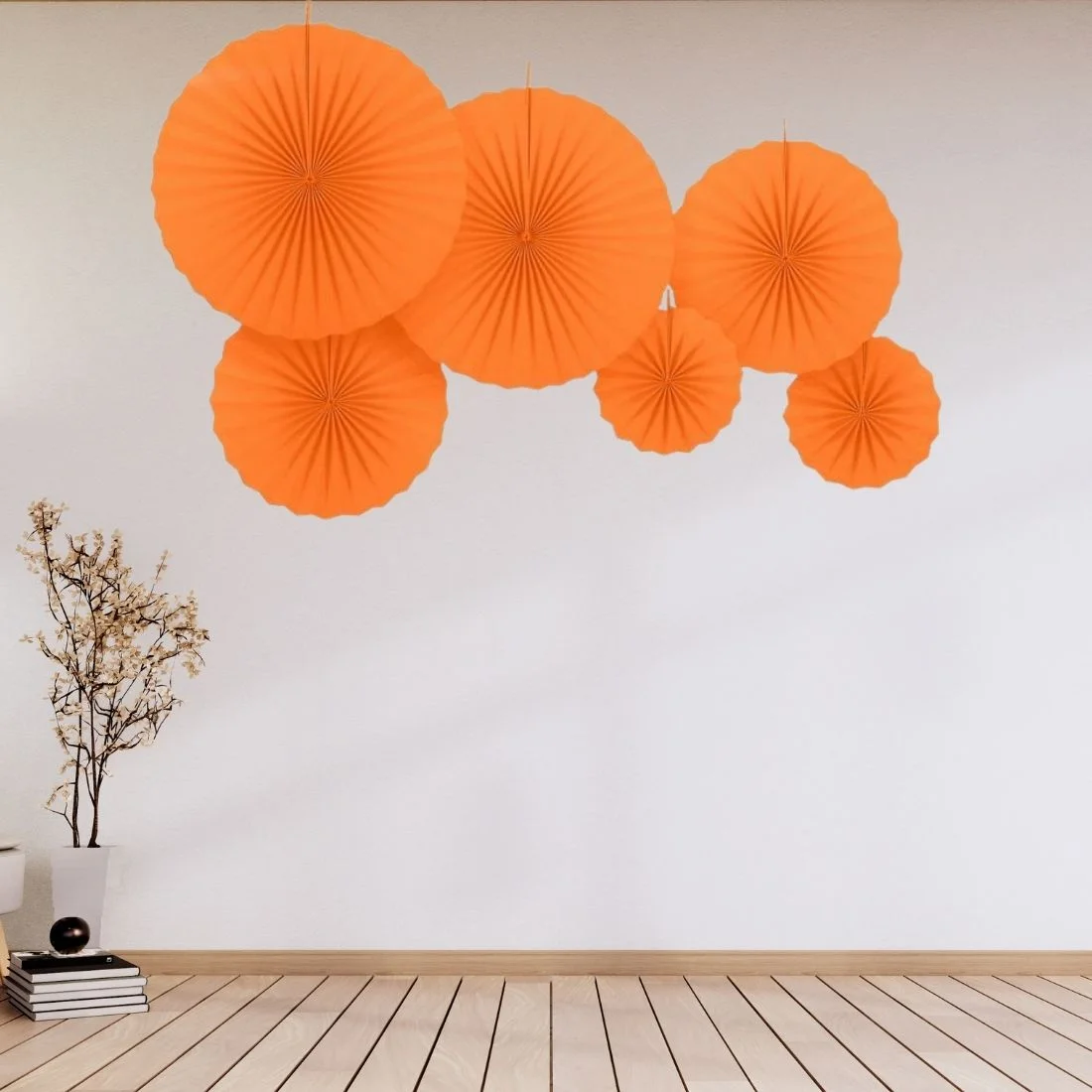 Orange Paper Fan Decoration for Birthday Decoration, Birthday Party, Wall Decoration, Hanging Decoration - Premium Handcrafted 300 GSM Birthday Decoration, Party Supplies by Party Decor Mall India - View 5