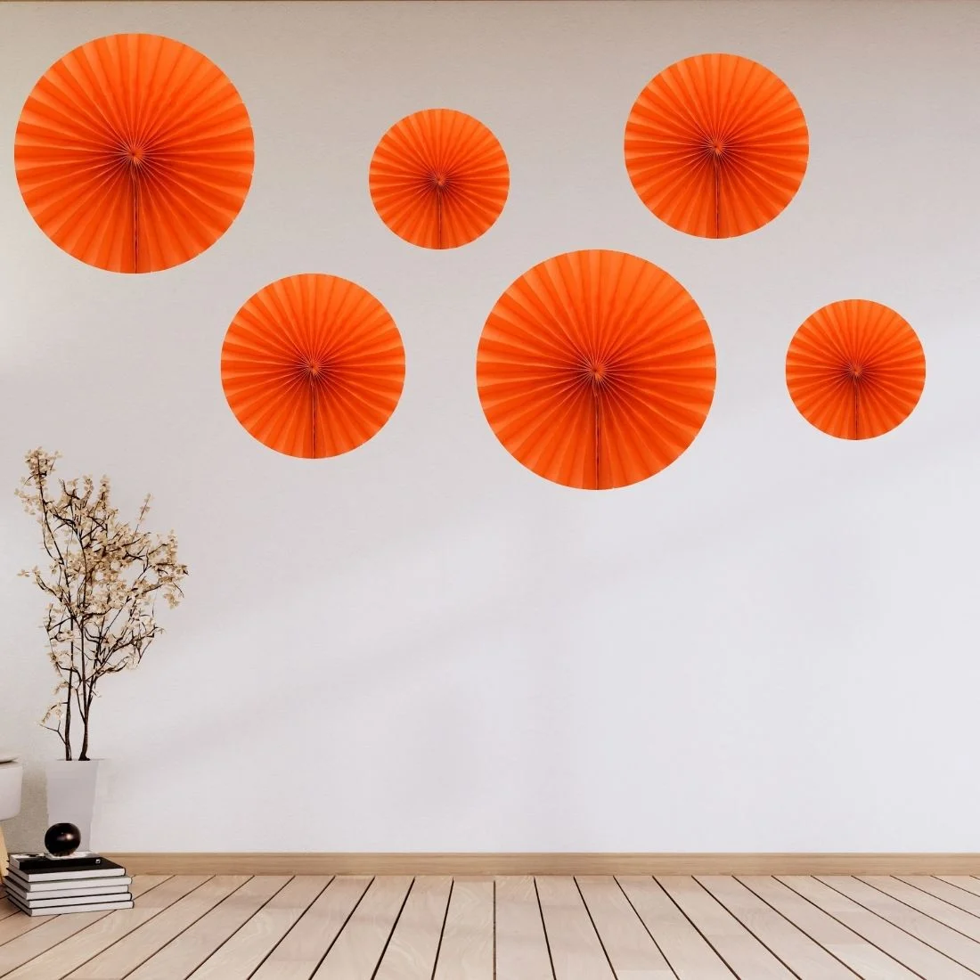 Orange Paper Fan Decoration for Birthday Decoration, Birthday Party, Wall Decoration, Hanging Decoration - Premium Handcrafted 300 GSM Birthday Decoration, Party Supplies by Party Decor Mall India - View 6