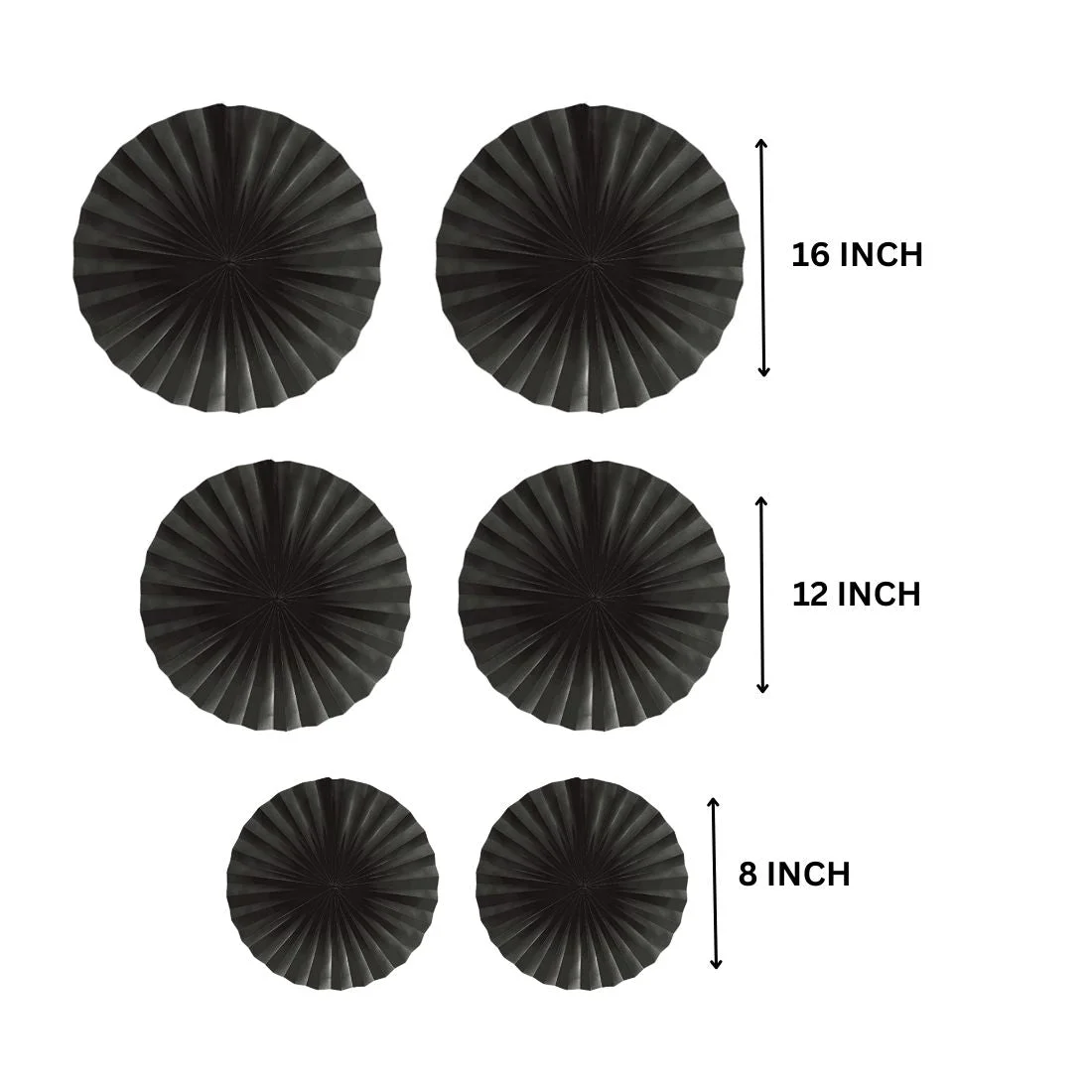 Black Paper Fan Decoration for Birthday Decoration, Birthday Party, Wall Decoration, Hanging Decoration - Premium Handcrafted 300 GSM Birthday Decoration by Party Decor Mall India - View 2