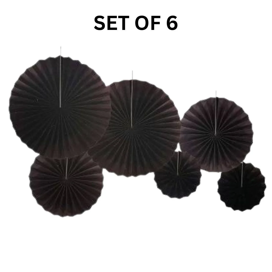 Black Paper Fan Decoration for Birthday Decoration, Birthday Party, Wall Decoration, Hanging Decoration - Premium Handcrafted 300 GSM Birthday Decoration by Party Decor Mall India - View 3