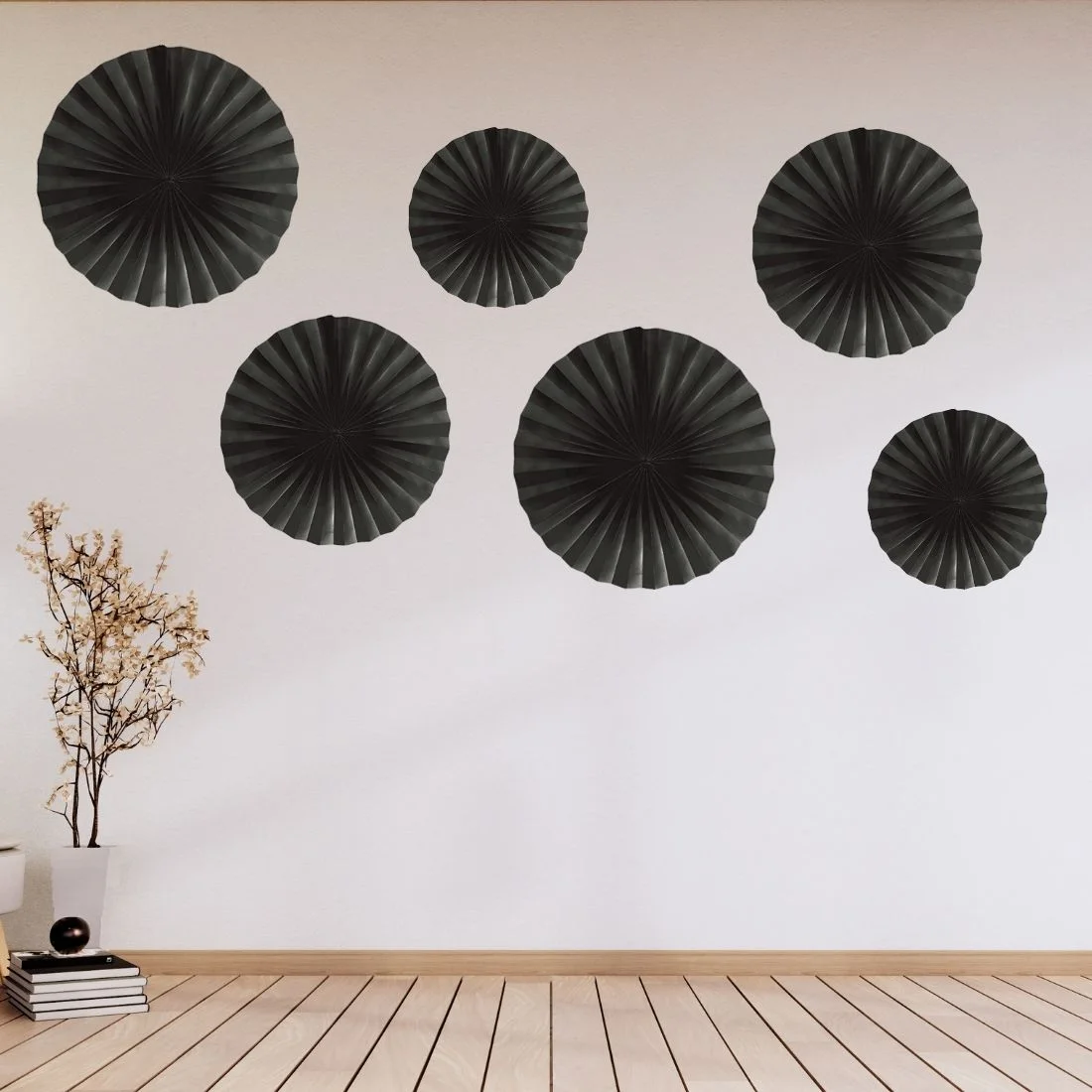 Black Paper Fan Decoration for Birthday Decoration, Birthday Party, Wall Decoration, Hanging Decoration - Premium Handcrafted 300 GSM Birthday Decoration by Party Decor Mall India - View 5