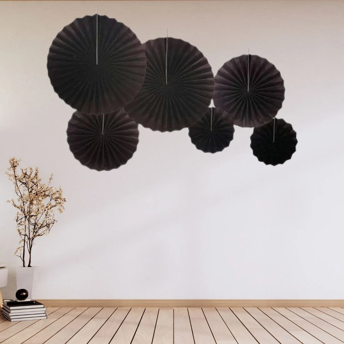 Black Paper Fan Decoration for Birthday Decoration, Birthday Party, Wall Decoration, Hanging Decoration - Premium Handcrafted 300 GSM Birthday Decoration by Party Decor Mall India - View 6