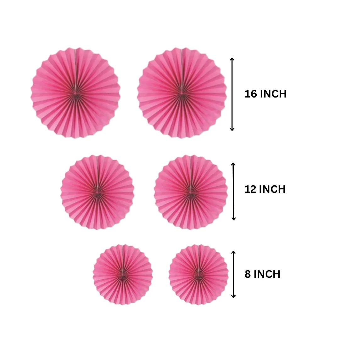Pink Paper Fan Decoration for Birthday Decoration, Birthday Party, Wall Decoration, Hanging Decoration - Premium Handcrafted 300 GSM Birthday Decoration by Party Decor Mall India - View 2