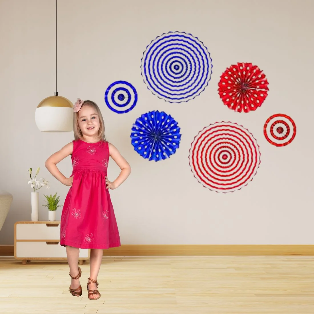 Paper Fan Mix Design Decoration for Birthday Decoration, Birthday Party, Wall Decoration, Hanging Decoration - Premium Handcrafted 300 GSM Birthday Decoration, Party Supplies by Party Decor Mall India - View 3