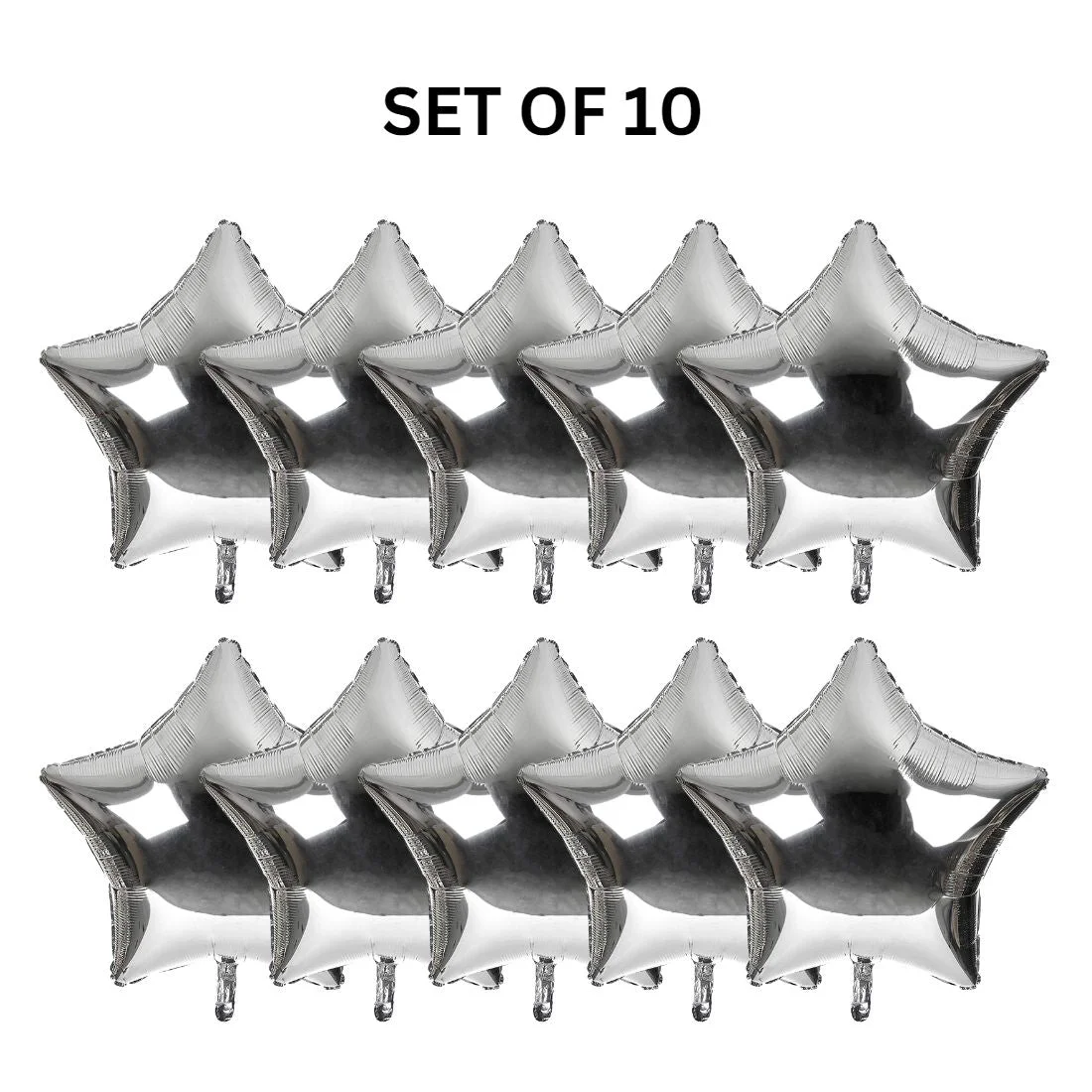 5" Silver Star Foil Balloon for Birthday Party, Anniversary Pack of 10 - Premium Handcrafted 300 GSM Foil Balloon by Party Decor Mall India - View 3