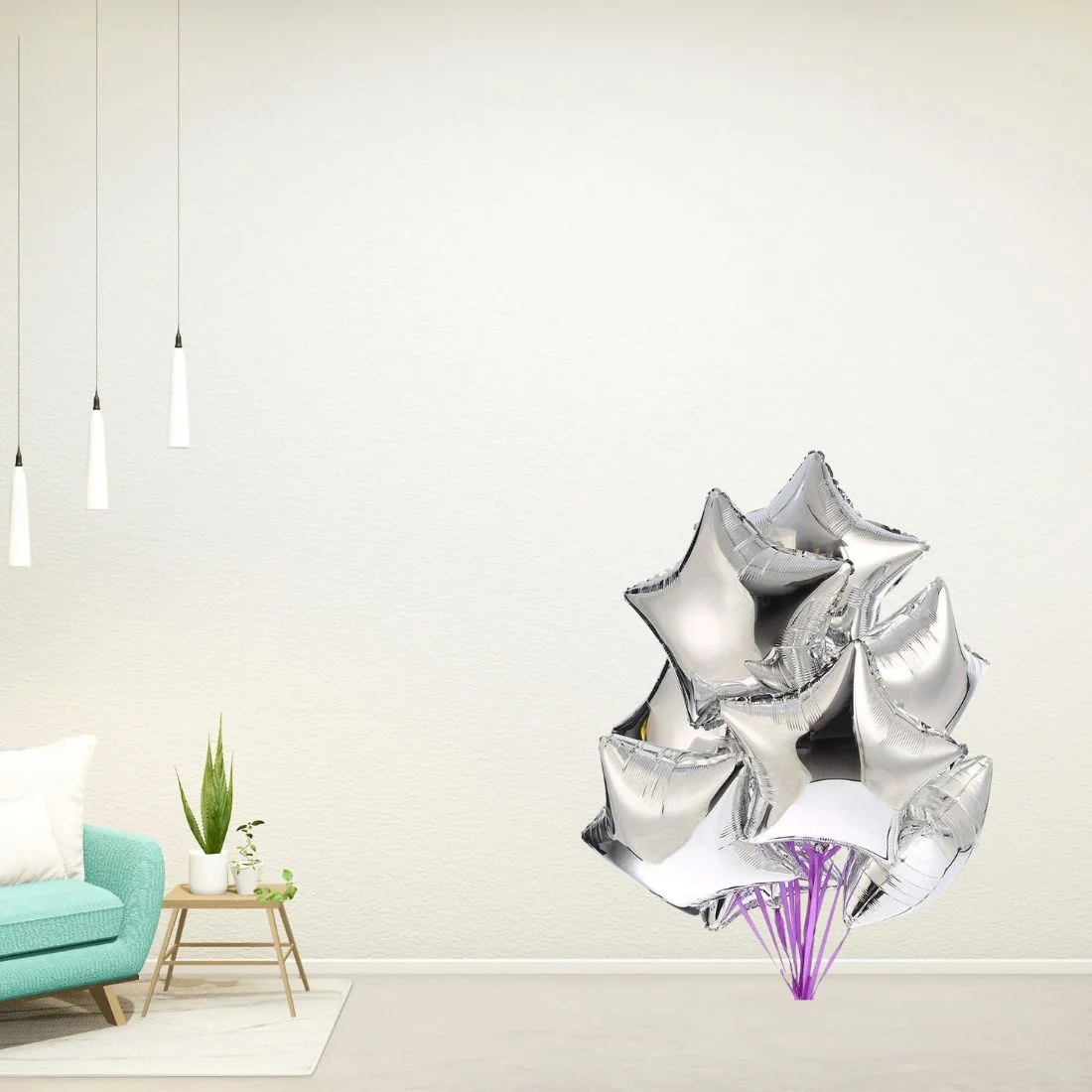 5" Silver Star Foil Balloon for Birthday Party, Anniversary Pack of 10 - Premium Handcrafted 300 GSM Foil Balloon by Party Decor Mall India - View 4