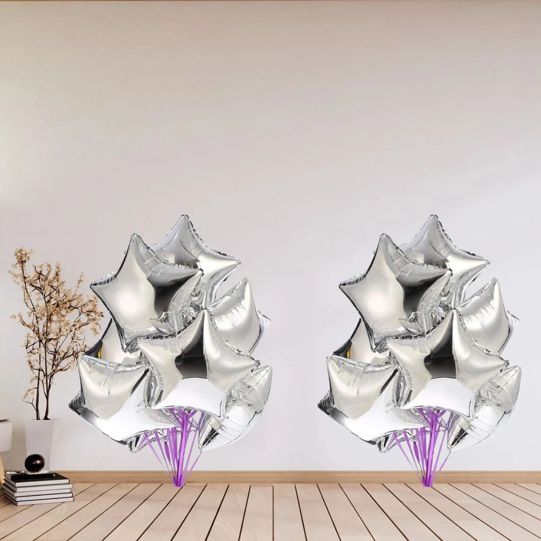 5" Silver Star Foil Balloon for Birthday Party, Anniversary Pack of 10 - Premium Handcrafted 300 GSM Foil Balloon by Party Decor Mall India - View 6