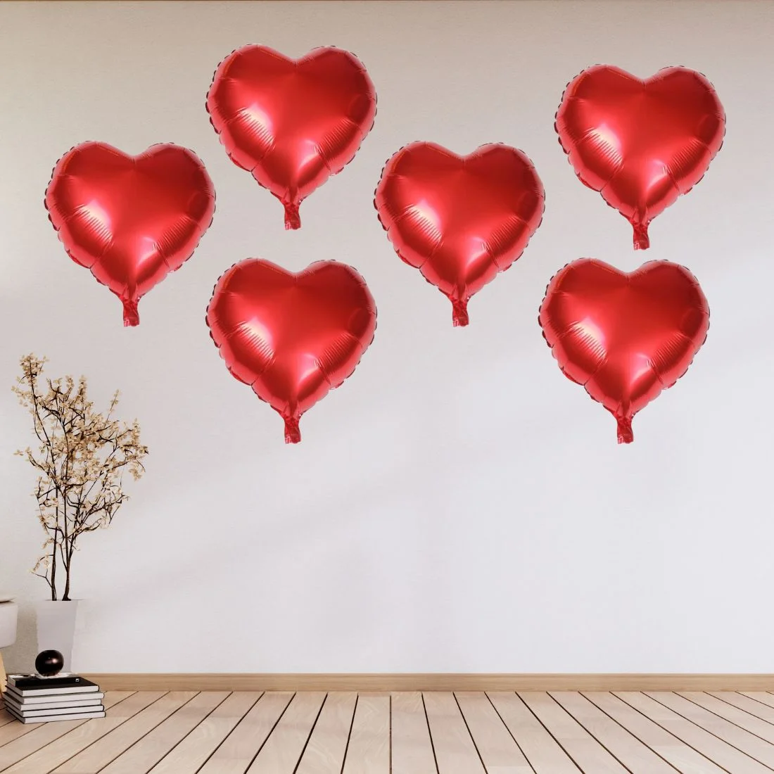 Party Decor Mall Red Heart Shape Foil Balloon 5" inch for Anniversary, Valentine Party & Birthday Party Pack of 10 - Premium Handcrafted 300 GSM Foil Balloon by Party Decor Mall India - View 6