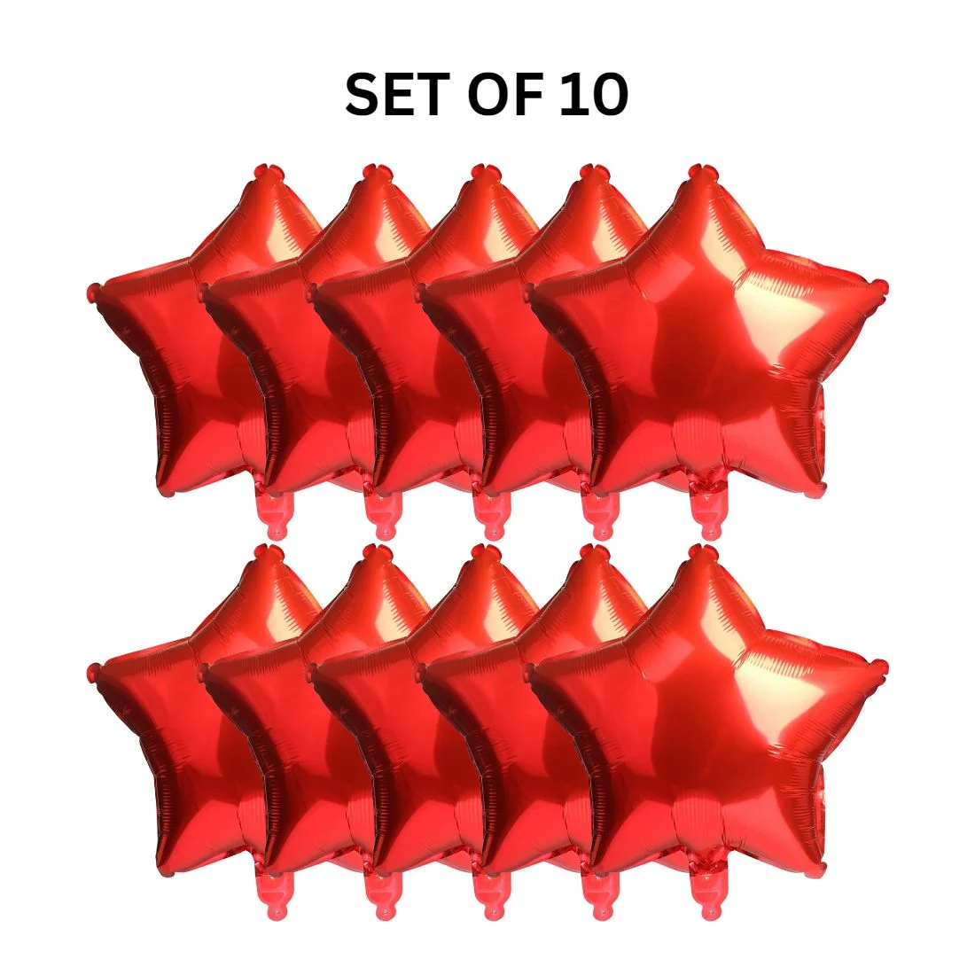 Star Red 10″ inch Foil Balloon for Happy Birthday Party Decoration, Anniversary Party & Valentine Day Pack of 10 - Premium Handcrafted 300 GSM Foil Balloon by Party Decor Mall India - View 3