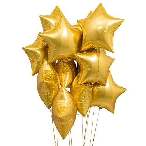 Star Gold 18″ inch Foil Balloon for Happy Birthday Party, Anniversary & Valentine Day Pack of 10